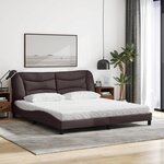 vidaXL Lit avec matelas Hvar marron foncé 180x200 cm tissu