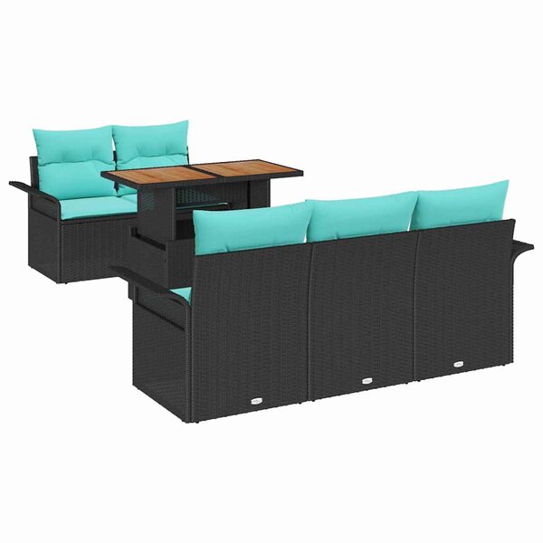 vidaXL Ensemble de canapé de jardin 6 Pièces Noir Poly rotin