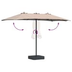 vidaXL Parasol de jardin Taupe 385 x 209 x 244 cm tissu