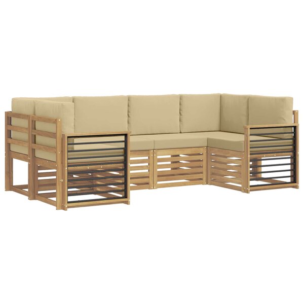 vidaXL Ensemble de canapés d'extérieur 6 pc Blanc et Beige Polyester