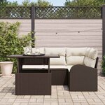 vidaXL Ensemble de canapé de jardin 5 Pièces Marron Poly rotin