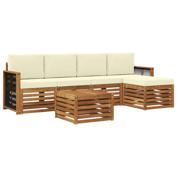 vidaXL Ensemble de canapés d'extérieur 6 pc Naturel et Crème