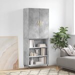 vidaXL Buffet haut Gris béton 69 5x34x180 cm Bois d'ingénierie