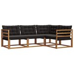 vidaXL Ensemble de canapés d'extérieur 4 pc Naturel et Noir