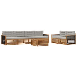 vidaXL Ensemble de canapés d'extérieur 7 pc Naturel et gris clair