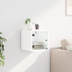 vidaXL Table de chevet avec porte en verre blanc 35x37x35 cm