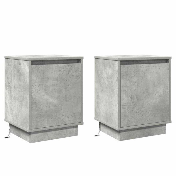 vidaXL Cabinet de chevet 2 Pièces Gris béton 39 x 34 5 x 50 cm