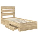 vidaXL Cadre de lit avec tiroir Sonoma Chêne et Argent 75 x 190 cm