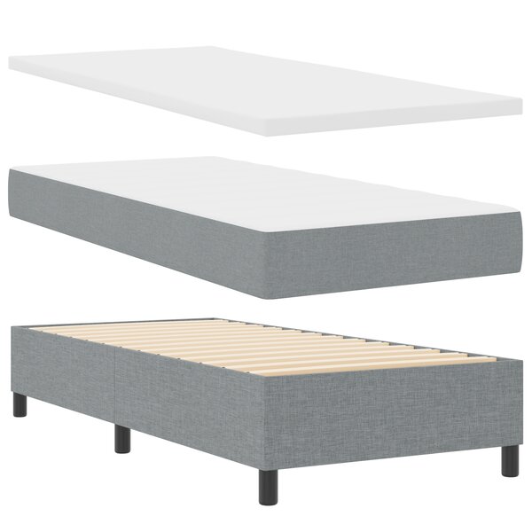 vidaXL Lit à ressort avec matelas et banc gris 90x200 cm Tissu