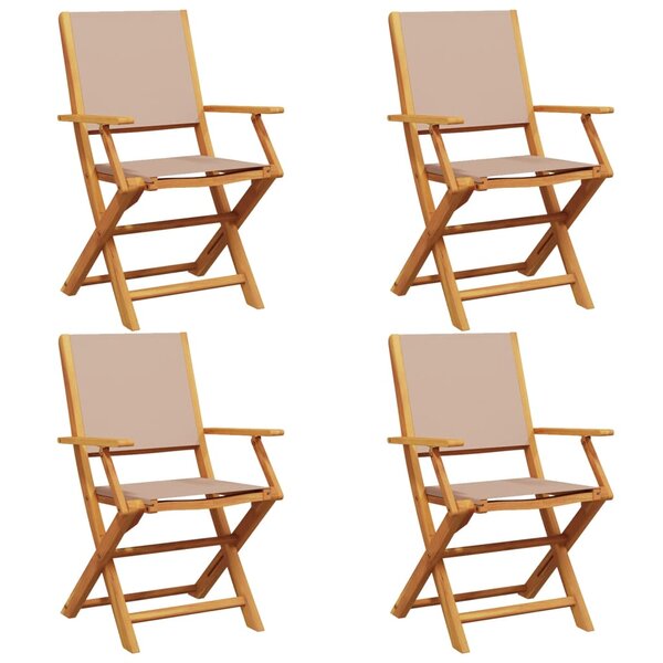 vidaXL Chaises de jardin pliantes lot de 4 taupe tissu et bois massif