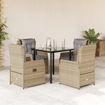 vidaXL Ensemble à manger de jardin avec coussins 5Pièces Beige poly rotin