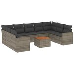 vidaXL Salon de jardin avec coussins 10 Pièces gris résine tressée