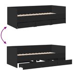 vidaXL Lit de jour avec tiroirs sans matelas noir 90x190 cm