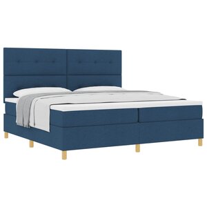 vidaXL Lit à ressorts avec matelas Bleu 200 x 200 cm tissu