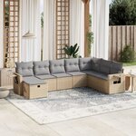 vidaXL Salon de jardin avec coussins 8Pièces mélange beige résine tressée
