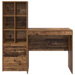 vidaXL Bureau avec tiroir avec étagère avec stockage 2 Pièces Bois ancien