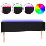 vidaXL Tête de lit à LED Noir 163x16x78/88 cm Tissu