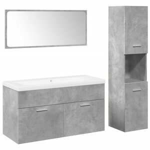 vidaXL Ensemble de meubles de salle de bain 4 Pièces gris béton