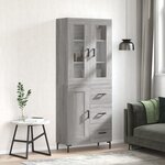 vidaXL Buffet haut Sonoma gris 69 5x34x180 cm Bois d'ingénierie