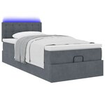 vidaXL Cadre de lit ottoman avec matelas gris foncé 90x190 cm velours