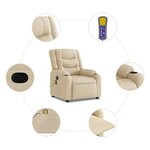 vidaXL Fauteuil de massage inclinable Crème Tissu