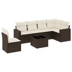 vidaXL Salon de jardin avec coussins 7 Pièces marron résine tressée