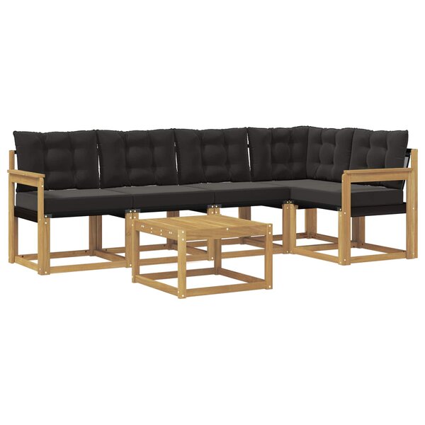 vidaXL Ensemble de canapés d'extérieur 6 pc Blanc et noir