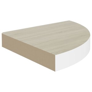 vidaXL Étagère d'angle murale Chêne et blanc 25x25x3 8 cm MDF