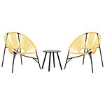 vidaXL Lot de 3 Chaise de jardin noir et jaune résine tressée