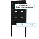 Bloc collectif Leabox  2x4  grade 3  simple face  Extérieur  sur pieds à sceller  Noir 9005 finition brillante