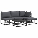 vidaXL Ensemble de canapé de jardin avec coussin 5 Pièces Noir Aluminium