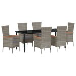 vidaXL Ensemble de Salle à Manger de Jardin de 7 Pièces avec Coussins en Rotin Poly Gris
