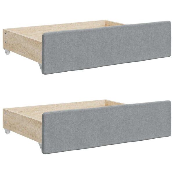 vidaXL Tiroirs de lit 2 Pièces gris clair bois d'ingénierie et tissu