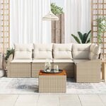 vidaXL Ensemble de canapé de jardin 6 Pièces Beige et blanc