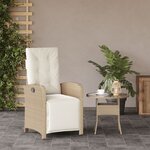vidaXL Chaise inclinable de jardin et repose-pied beige résine tressée