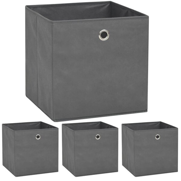 vidaXL Boîte de rangement 4 Pièces Tissu non-tissé 32x32x32 cm Gris