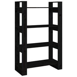 vidaXL Bibliothèque/Séparateur de pièce Noir 80x35x125 cm Pin massif