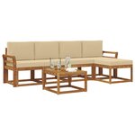 vidaXL Ensemble de canapés d'extérieur 6 pc Naturel et Beige