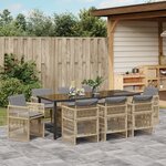 Ensemble de salle à manger de jardin 9 pièces vidaXL avec coussins Beige Poly Rotin