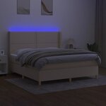 vidaXL Sommier à lattes de lit matelas et LED Crème 180x200 cm Tissu