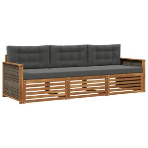 vidaXL Ensemble de canapés d'extérieur 3 pc Naturel et Anthracite
