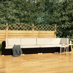 vidaXL Salon de jardin 4 Pièces avec coussins résine tressée noir