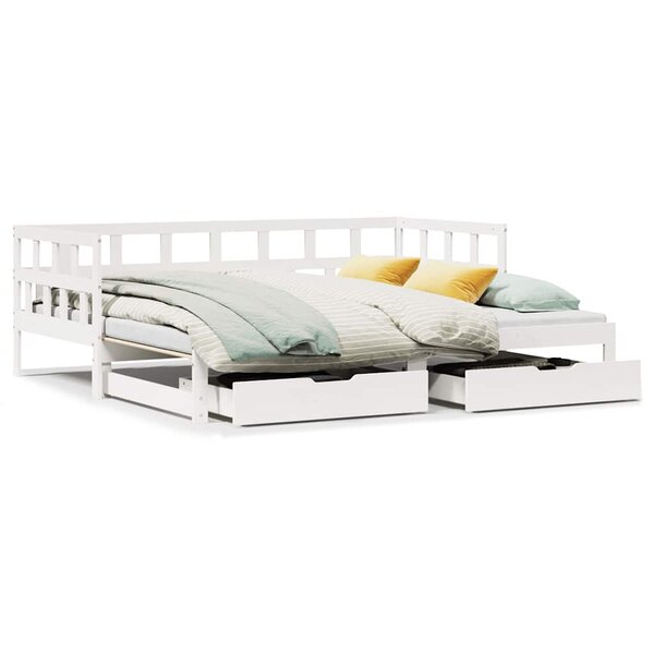 vidaXL Lit de jour avec gigogne et tiroirs sans matelas blanc 90x190cm