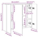 vidaXL Armoire Miroir de Salle de Bain Gris béton 60 x 14 5 x 50 cm