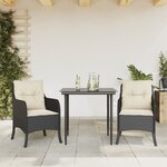 vidaXL Ensemble à manger de jardin avec coussins 3 Pièces Noir