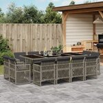 vidaXL Ensemble à manger de jardin coussins 13 Pièces gris résine tressée