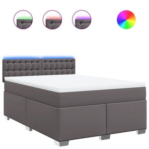 vidaXL Sommier à lattes de lit avec matelas Gris 140x190 cm Similicuir