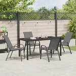 Ensemble de Salle à Manger de Jardin 5 Pièces vidaXL Gris Textilène et Acier