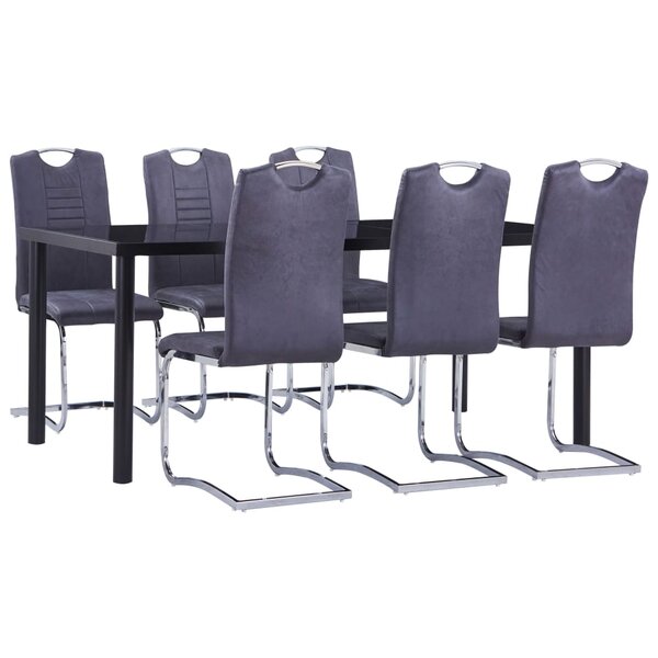 vidaXL Ensemble de salle à manger 7 Pièces Similicuir daim Gris