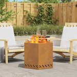 vidaXL Foyer sans fumée Marron 58 x 58 x 51 cm Acier